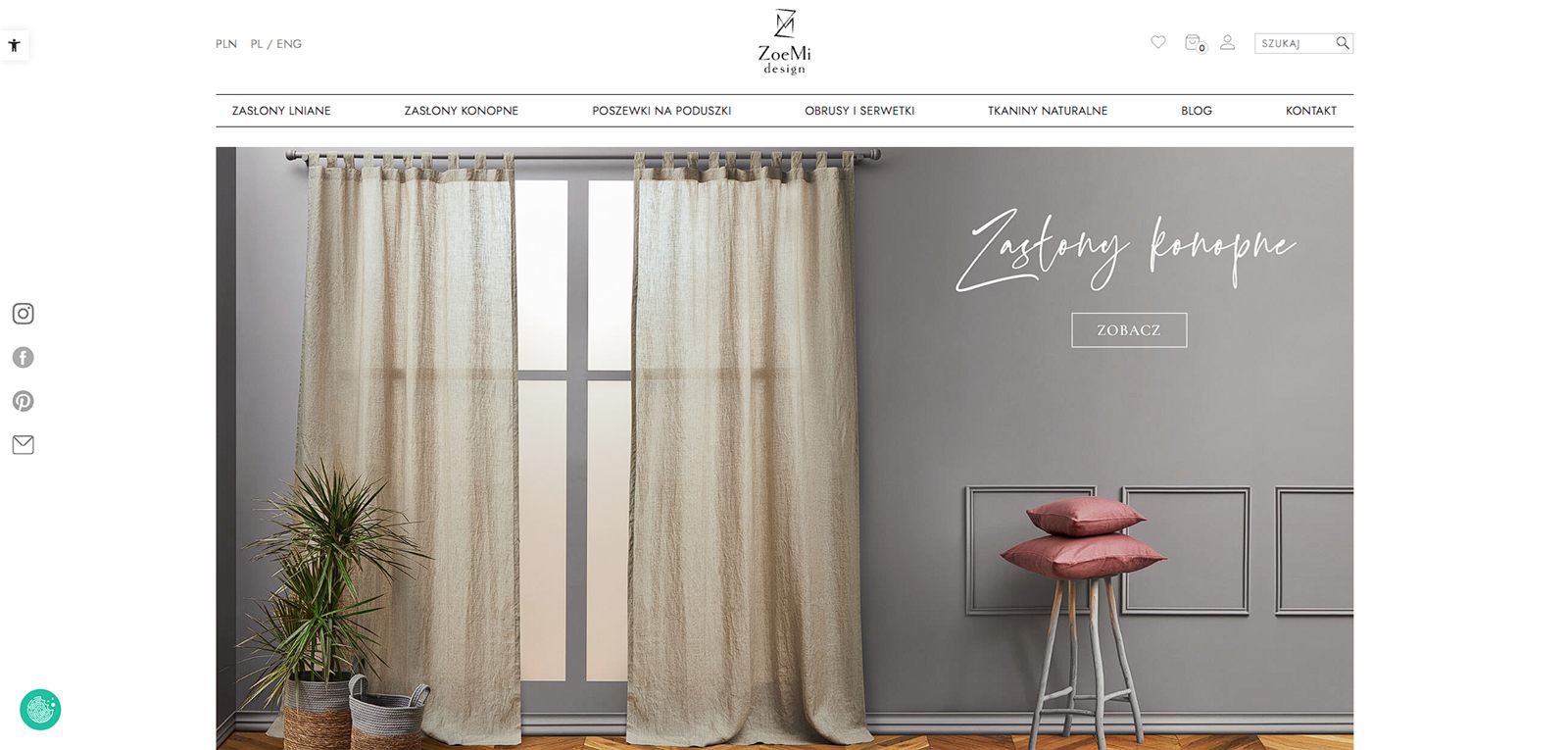 Strona zoemidesign.pl — widok strony głównej